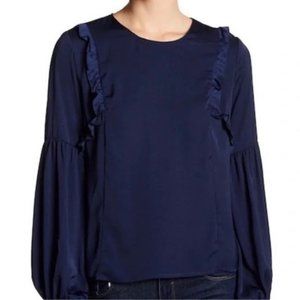 Lush Navy Silk Top Small